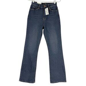 Black Tape Women's High Rise Relaxed Flared Leg Stretch Blue Jeans Size 25 NWT